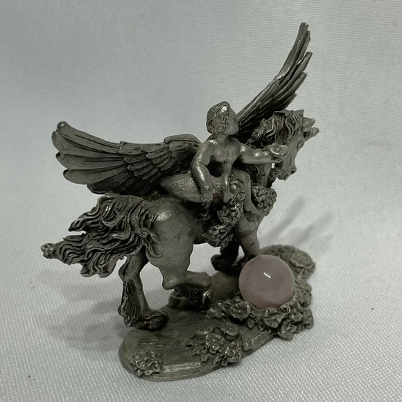 Vintage Comstock Pewter figure 2.25" Cherub on aUnicorn excellent condition - Picture 11 of 13